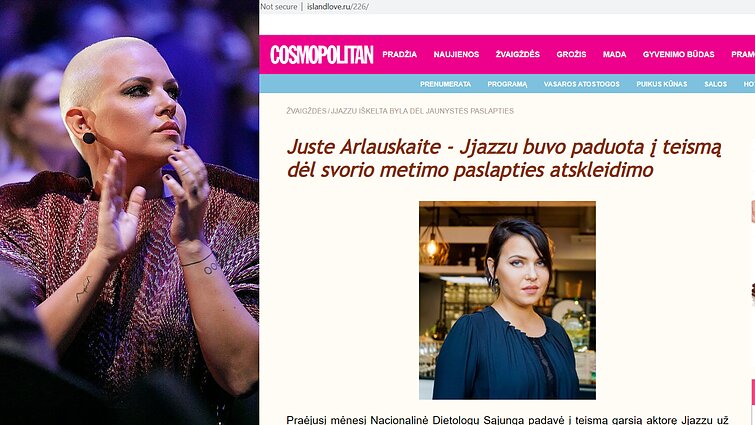 Justė Arlauskaitė-Jazzu ir melagingas tinklapis