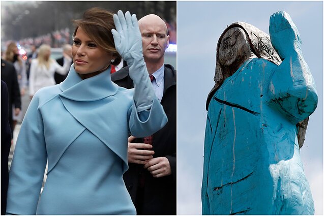Melania Trump ir jos skulptūra