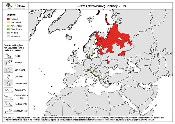Taiginės erkės paplitimas Europoje
