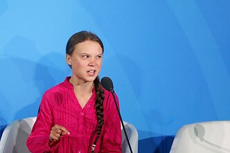 Klimato aktyvistė Greta Thunberg Jungtinių Tautų (JT) klimato susitikime