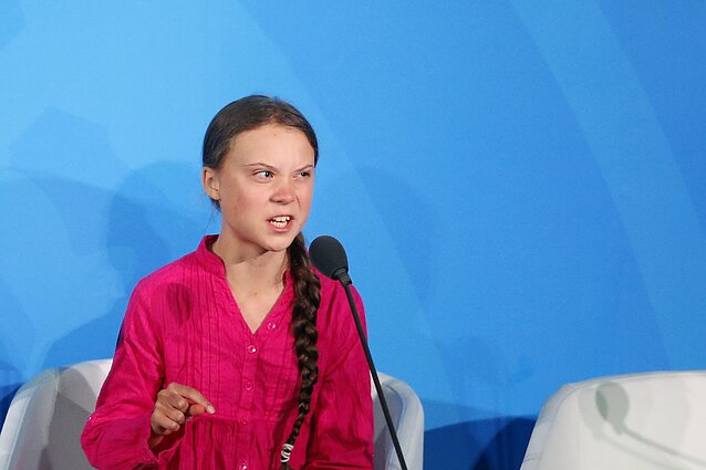 Klimato aktyvistė Greta Thunberg Jungtinių Tautų (JT) klimato susitikime