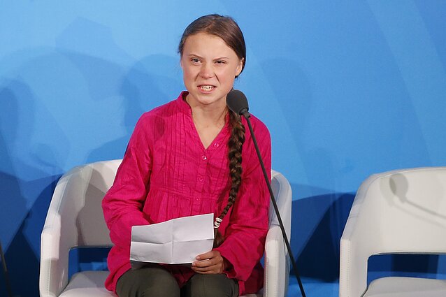 Klimato aktyvistė Greta Thunberg Jungtinių Tautų (JT) klimato susitikime