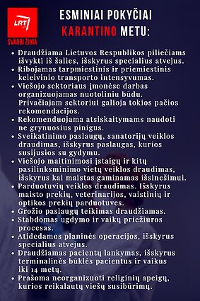 Esminiai pokyčiai Lietuvoje karantino metu