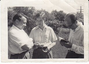 Kazys Bradūnas, Alfonsas Nyka-Niliūnas, Henrikas Radauskas. Baltimorė, 1951 m.