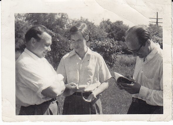 Kazys Bradūnas, Alfonsas Nyka-Niliūnas, Henrikas Radauskas. Baltimorė, 1951 m.