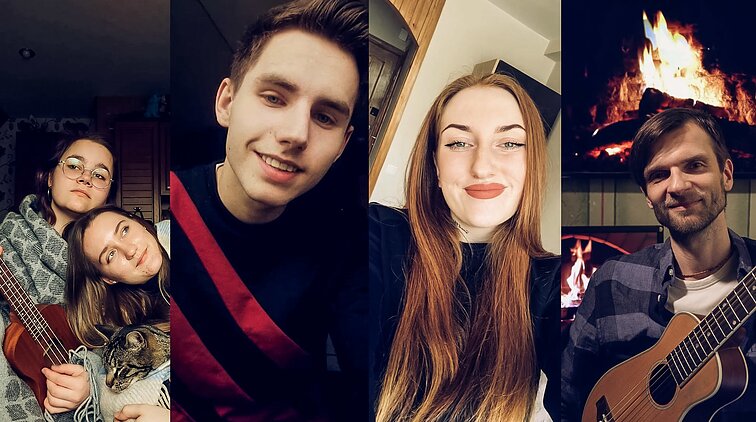 Kadras iš Voldemaro Petersono ir jo mokinių bei bičiulių sukurto klipo