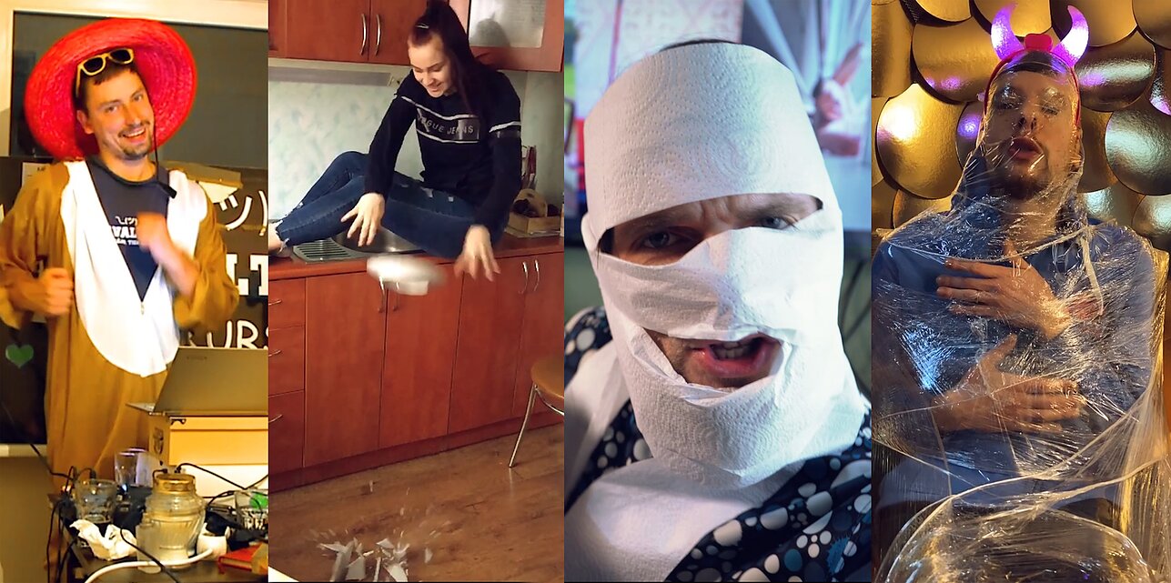 Kadras iš Voldemaro Petersono ir jo mokinių bei bičiulių sukurto klipo
