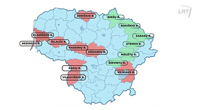 Rajonų, kuriuose patariama ar nepatariama gerti vandens iš čiaupo, žemėlapis