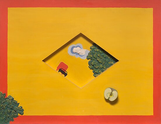 Ivan Čiuikov, „Kelio ženklas“. 1972. Medienos plaušų plokštė, mišri technika. LNDM