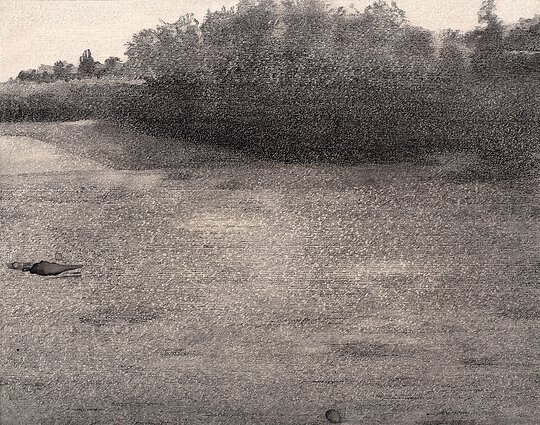 Svetlana Kopystiansky, „Peizažas“. 1980. Drobė, tempera, tušas. LNDM