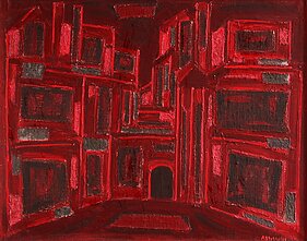 Aloyzas Stasiulevičius, „Vilniaus getas“, (1970, drobė, akrilas, koliažas).