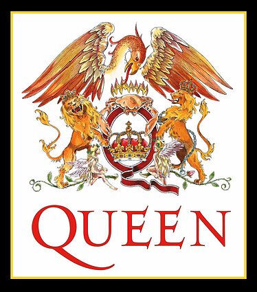 Freddžio Mercurio sukurtame „Queen“ logotipe pateikiami įvairūs simboliai, pavyzdžiui, grupės narių Zodiako ženklai.
