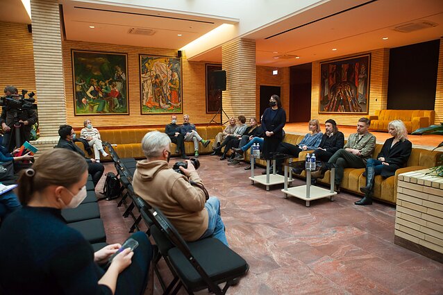 Spektaklio „Miegantys“ spaudos konferencija. Spektaklio „Miegantys“ spaudos konferencija.