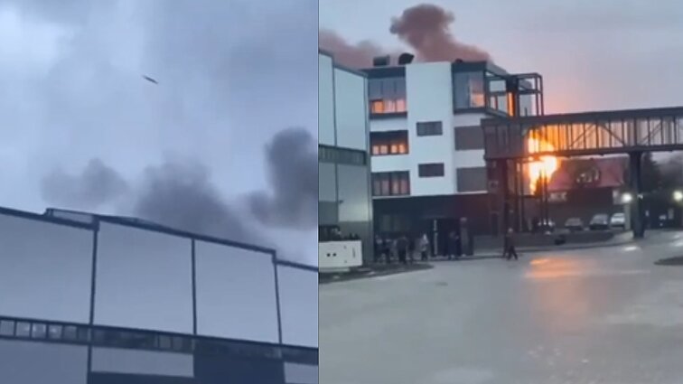 Kariniai veiksmai Ukrainoje tęsiasi: nufilmuota, kaip bombarduojamas Lucko miestas