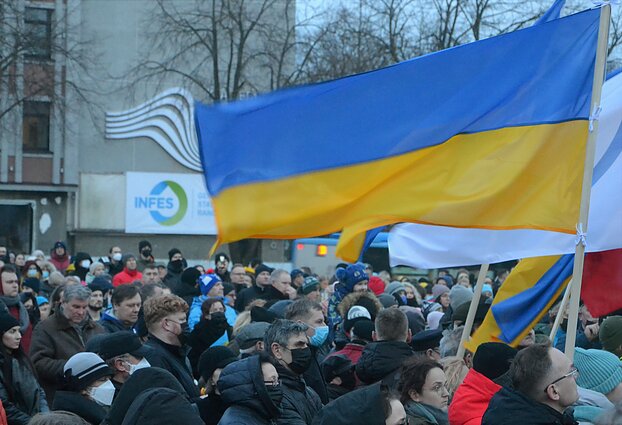 „Laisvė šviečia“ – solidarumo su Ukraina akcija Klaipėdoje