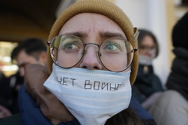 Protestai Rusijos miestuose prieš Maskvos vykdomą karą