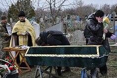 Ukrainos kario laidotuvės Kramatorske