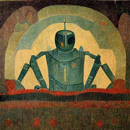 „Midjourney AI“ sukurti roboto portretai M. K. Čiurlionio stiliumi