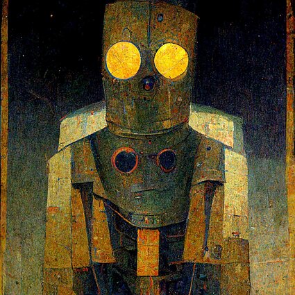 „Midjourney AI“ sukurti roboto portretai M. K. Čiurlionio stiliumi