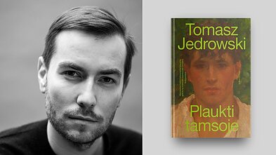 Tomaszas Jedrowskis ir knygos „Plaukti tamsoje“ viršelis