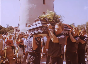 The funeral of the Medininkai victims.
