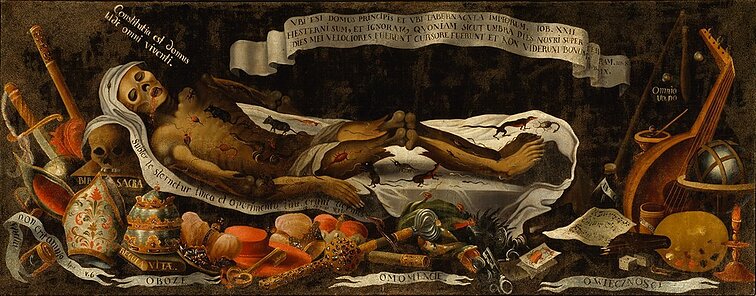 Nežinomas LDK dailininkas. „Memento mori“, XVII a. 2 p., drobė, aliejus. Spėjama, kad atvežtas iš Tytuvėnų bažnyčios (Nacionalinis M. K. Čiurlionio muziejus).