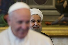 Popiežius Pranciškus ir tuometinis Irano prezidentas Hassanas Rouhani privačioje audiencijoje Vatikane, 2016 m. sausio 26 d. 