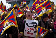 Ištremtų tibetiečių mitingas, skirtas 57-osioms Tibeto sukilimo dienos metinėms, Dharmsala, Indija, 2016 m. kovo 10 d. 