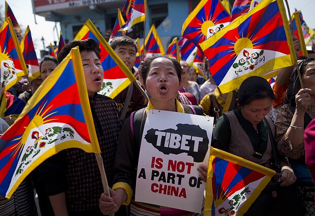 Ištremtų tibetiečių mitingas, skirtas 57-osioms Tibeto sukilimo dienos metinėms, Dharmsala, Indija, 2016 m. kovo 10 d. 