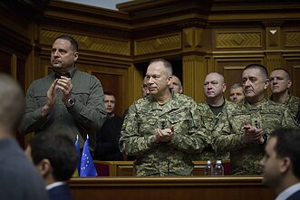 Andrijus Jermakas ir Ukrainos kariuomenės vadas Oleksandras Syrskis