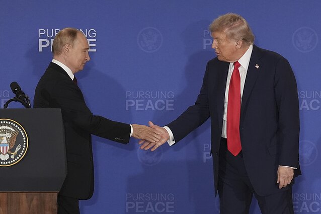 D. Trumpo ir V. Putino susitikimas Aliaskoje D. Trumpo ir V. Putino susitikimas Aliaskoje