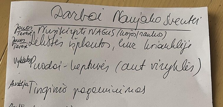 Naujametinių darbų sąrašas (tik dalis)