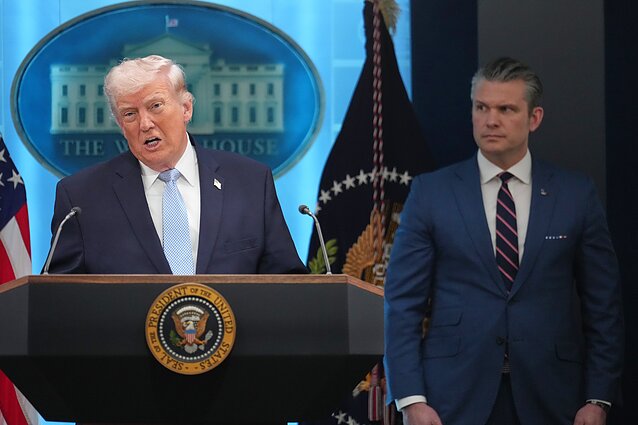 Donaldas Trumpas ir Pete`as Hegsethas Donaldas Trumpas ir Pete`as Hegsethas