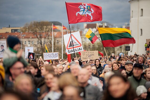 Hands Off Free Speech protest at Cathedral Square in Vilnius.