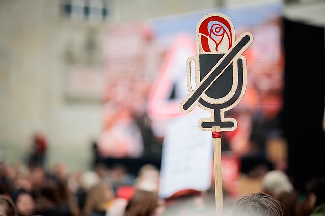 Hands Off Free Speech protest at Cathedral Square in Vilnius.