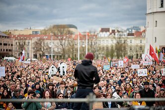 Hands Off Free Speech protest at Cathedral Square in Vilnius.