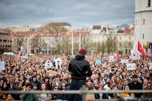 Hands Off Free Speech protest at Cathedral Square in Vilnius.
