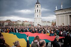 Hands Off Free Speech protest at Cathedral Square in Vilnius.
