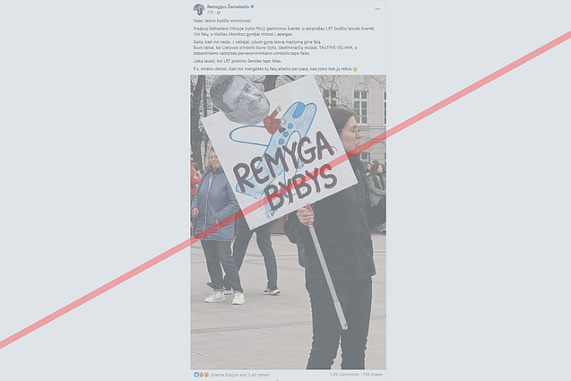 R. Žemaitaitis pasidalijo suklastota nuotrauka iš protesto
