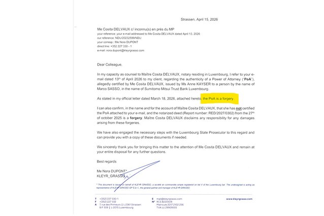 Notarės patikinimas, kad finansinės garantijos yra klastotės