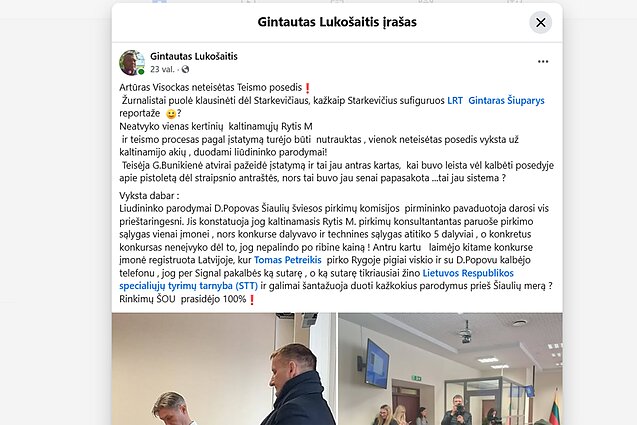 G. Lukošaičio įrašas socialiniame tinkle