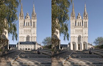Rekonstrukcijos pagal istorinį piešinį ir Kengo Kuma konkursinio projekto palyginimas. Arch. Lucas Viar  