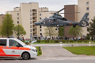 Įrengta sraigtasparnių nusileidimo aikštelė Santariškių žiede