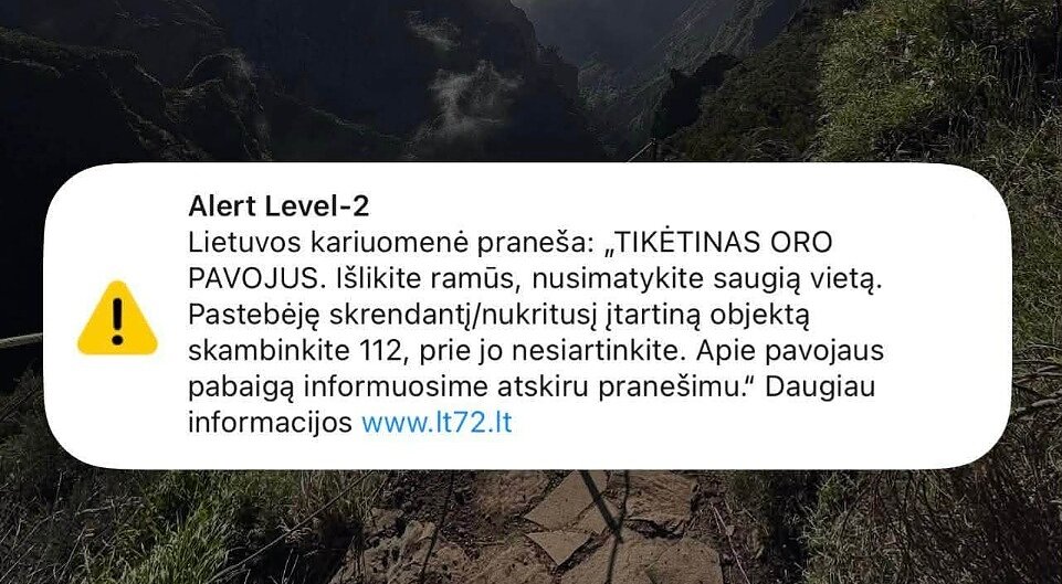 Gyventojams išsiųsti pranešimai apie galimą droną