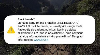 Gyventojams išsiųsti pranešimai apie pavojų