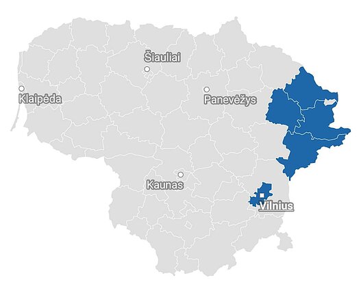 Районы Литвы, в которых объявлен желтый уровень воздушной угрозы