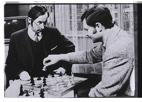 Pranas Stankevičius (kairėje) ir Bronius Talačka. 1972 m.  
