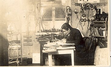 Antanas Mildažis at the Kaunas radio studio.