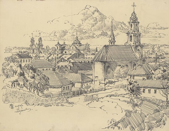 Leonas Lagauskas (1928–2010). „Vilniaus panorama“. 1971. Popierius, pieštukas