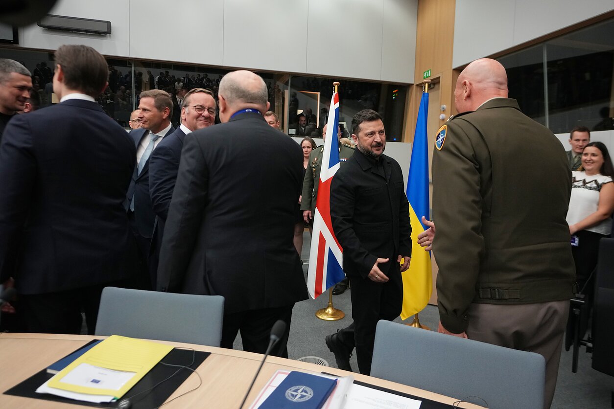 Volodymyras Zelenskis Ukrainos gynybos kontaktinės grupės sustikime
